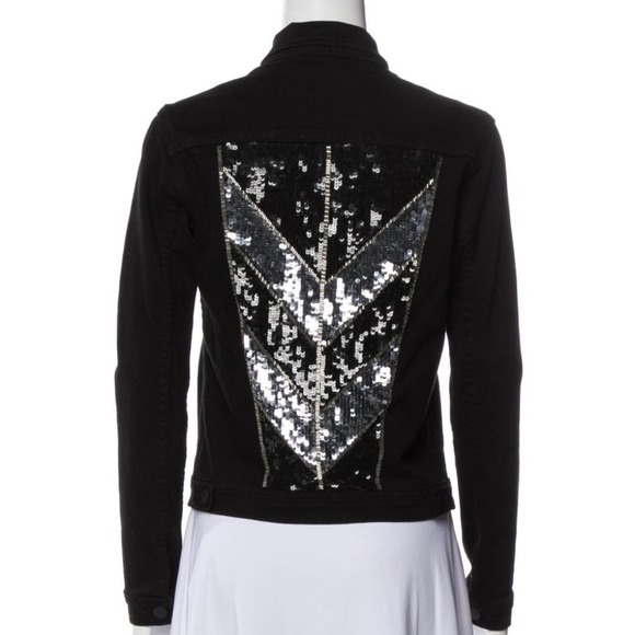 L'AGENCE Celine black denim jacket with sequins size XS